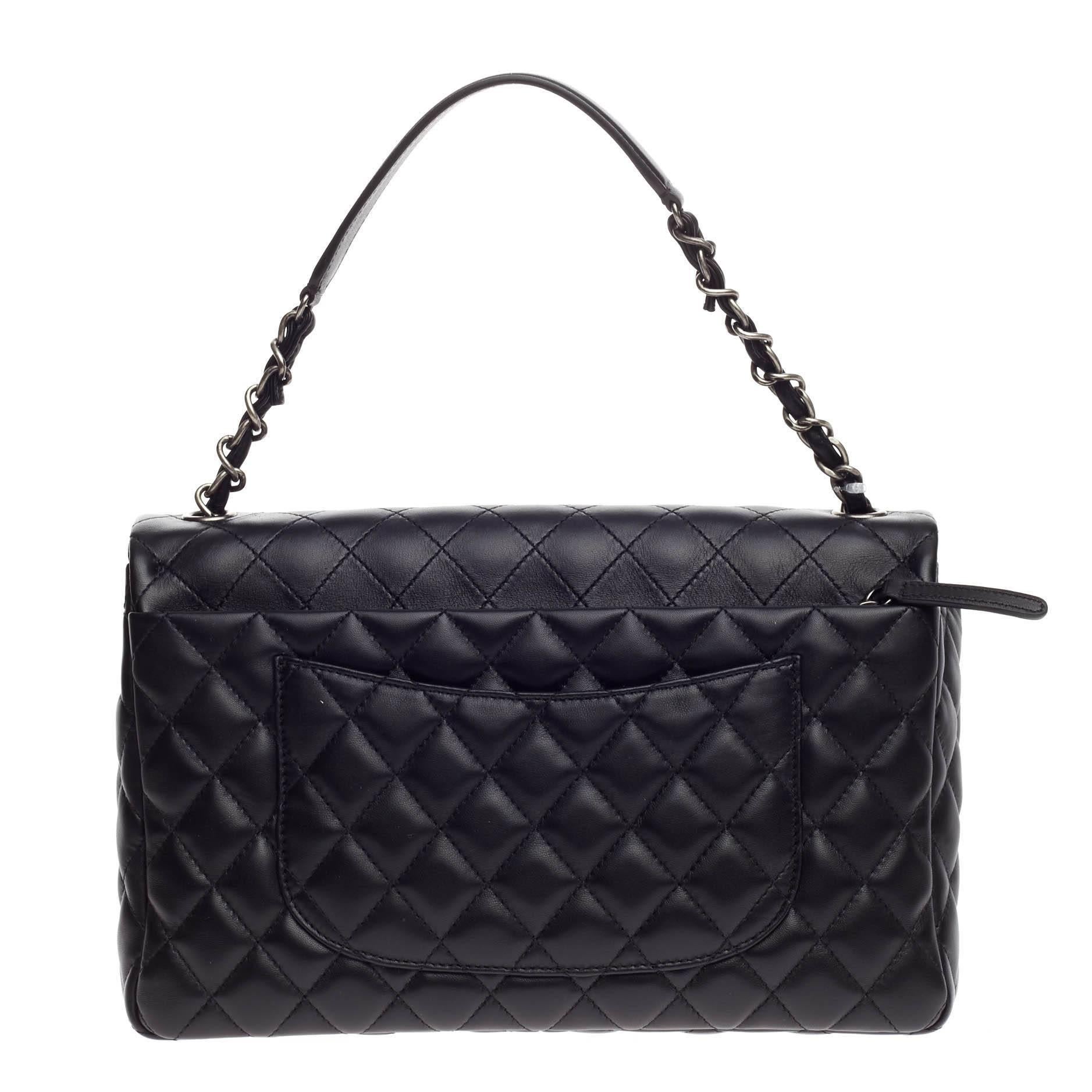 Chanel Chain Double Flap Bag Quilted Lambskin Large In Good Condition In NY, NY