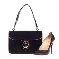 Gucci 1973 Flap Top Handle Bag Nubuck Medium