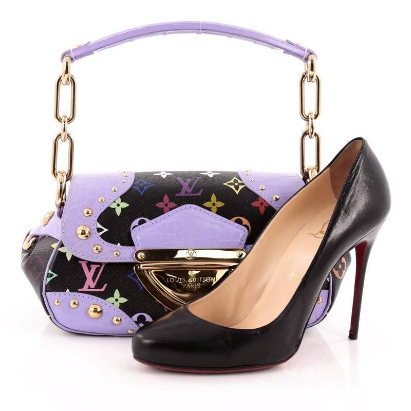 This authentic Louis Vuitton Marilyn Monogram Multicolor and Crocodile updates its classic style with a vibrant and exotic spin showcased in its Fall/Winter 2007 Collection. Featuring Takashi Murakami's popular black monogram multicolor print, this
