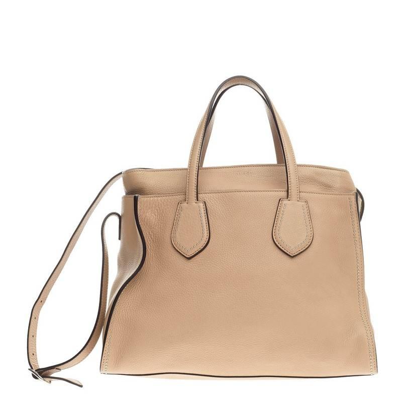 Gucci Ramble Layered Tote Pebbled Leather Medium In Good Condition In NY, NY