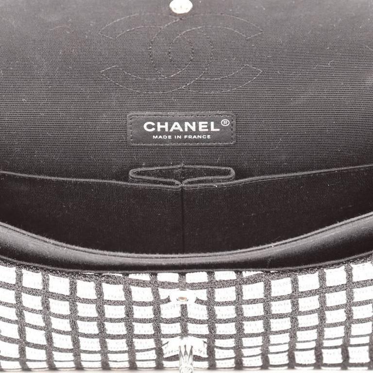 Chanel Classic Single Flap Printed Canvas with Ribbon Tweed Medium at ...