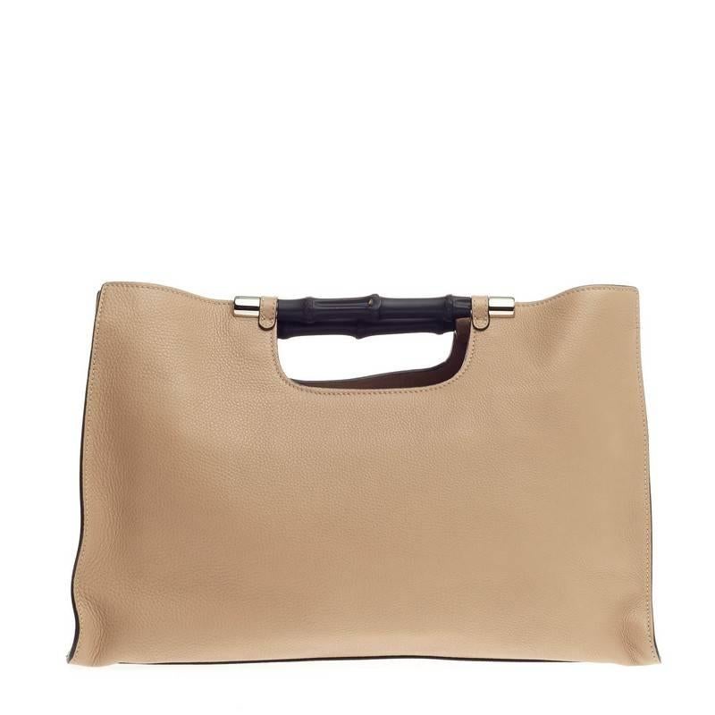 Gucci Bamboo Daily Tote Leather Wide