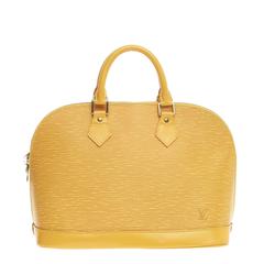 Authentic Louis Vuitton Vernis Jaune Passion Alma BB Satchel Duo Handbag