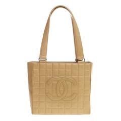 Chanel Chocolate Bar CC Tote Quilted Leather Small