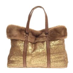 Prada Shopping Tote Leather and Fur Large