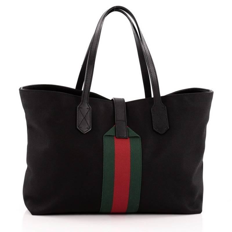 Gucci Web Buckle Tote Techno Canvas Large In Good Condition In NY, NY
