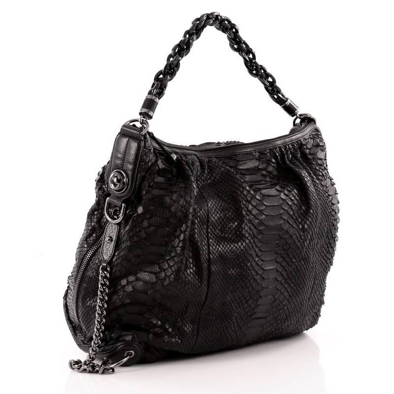 Black Gucci Galaxy Convertible Hobo Python Large