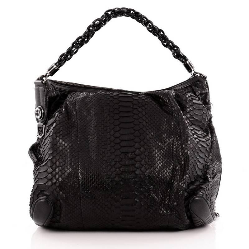 Gucci Galaxy Convertible Hobo Python Large In Good Condition In NY, NY