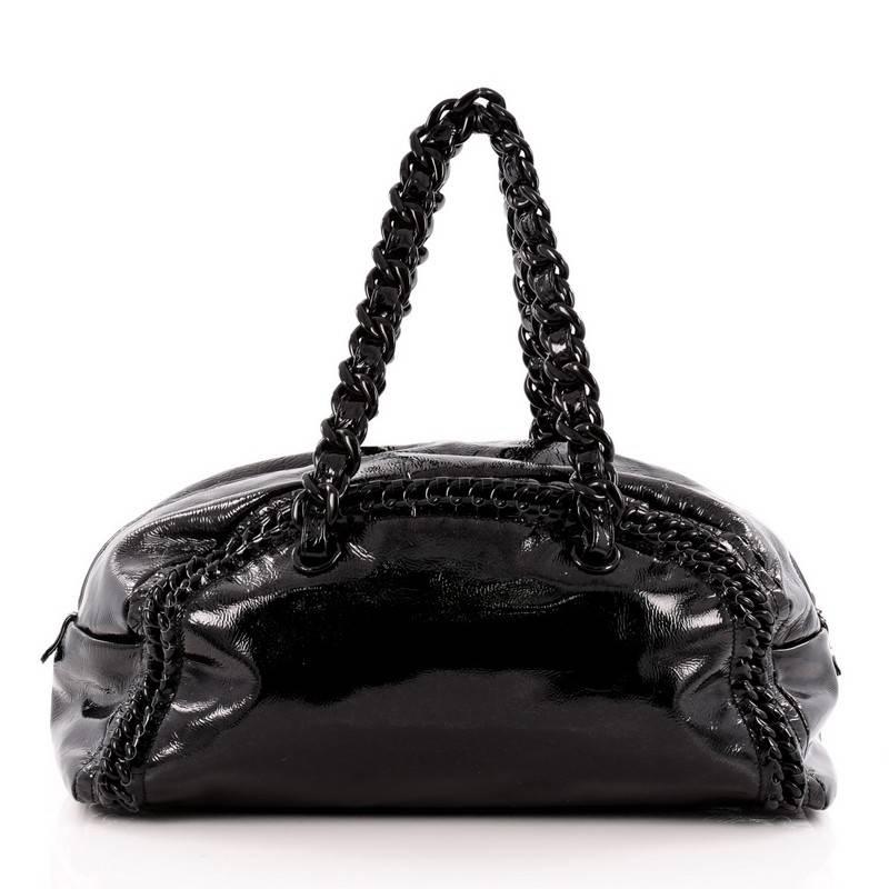 Chanel Resin Luxe Ligne Bowler Patent Large In Good Condition In NY, NY