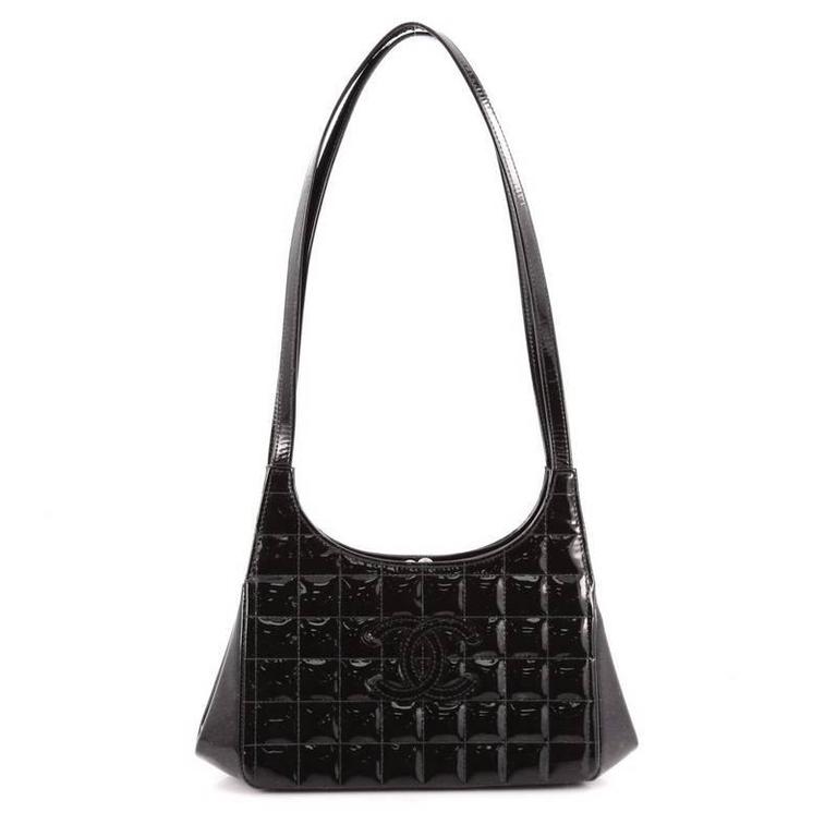 Chanel Black 'chocolate Bar' Patent Leather Bag