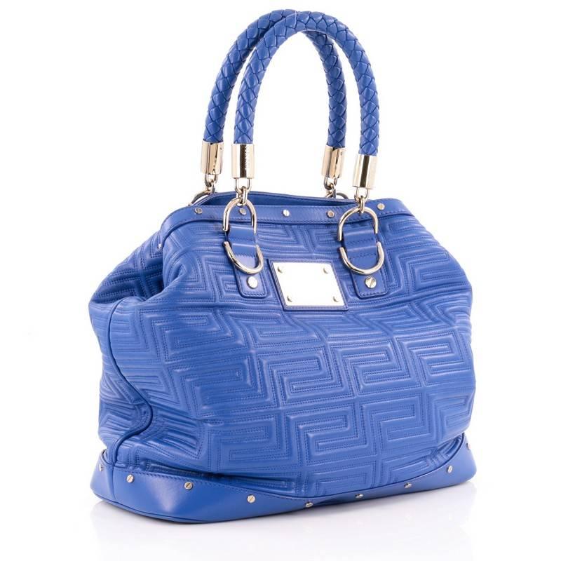 Versace Snap Out Of It Convertible Tote Matelasse Leather Large In Good Condition In NY, NY
