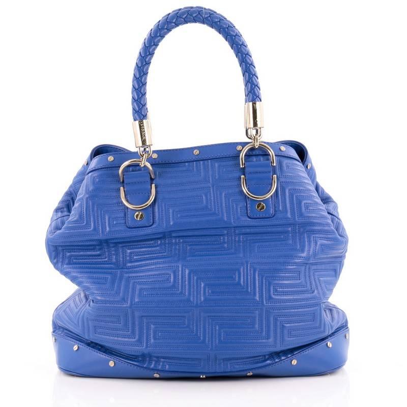 Women's or Men's Versace Snap Out Of It Convertible Tote Matelasse Leather Large
