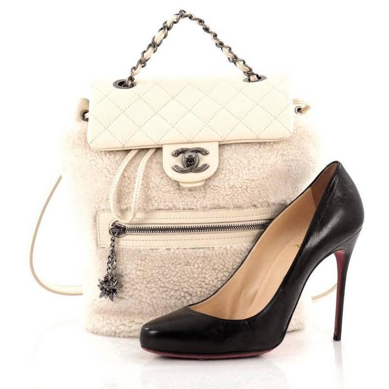 Chanel Mountain Backpack Shearling with Quilted Calfskin Small at