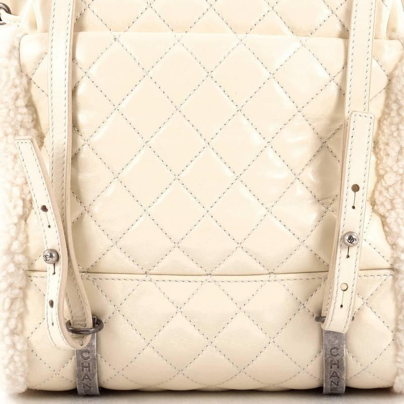 Chanel Mountain Backpack Shearling with Quilted Calfskin Small In Good Condition In NY, NY