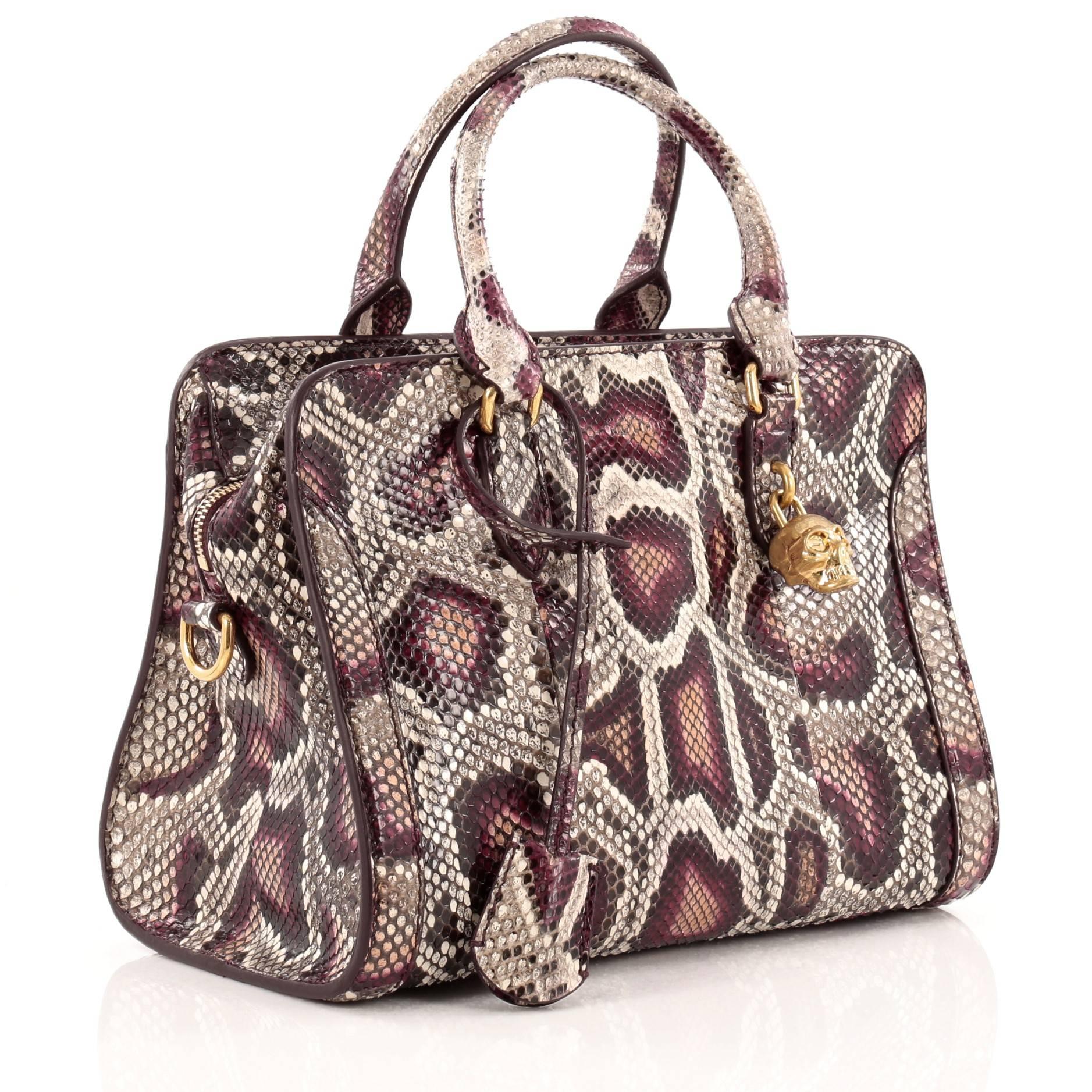 Alexander McQueen Padlock Zip Around Tote Python Medium In Good Condition In NY, NY