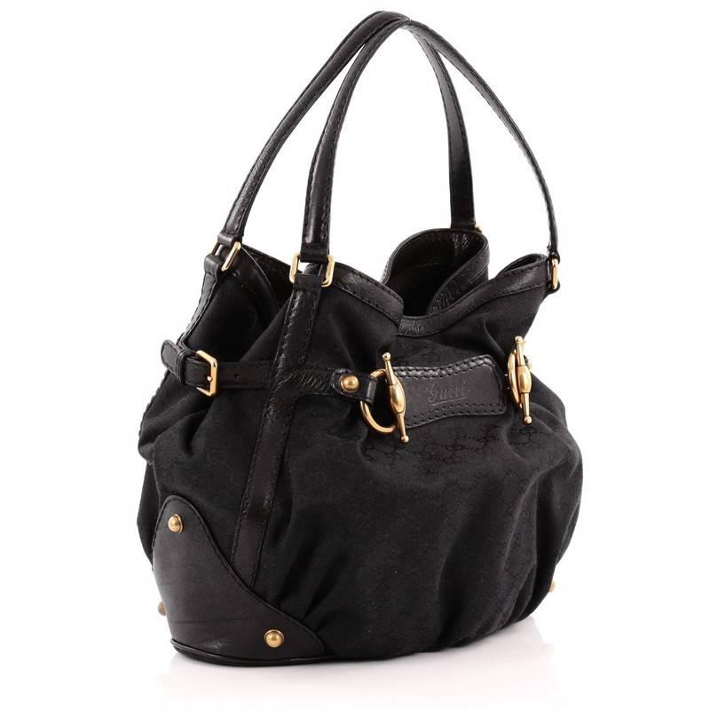 Gucci Jockey Tote GG Canvas Medium In Good Condition In NY, NY