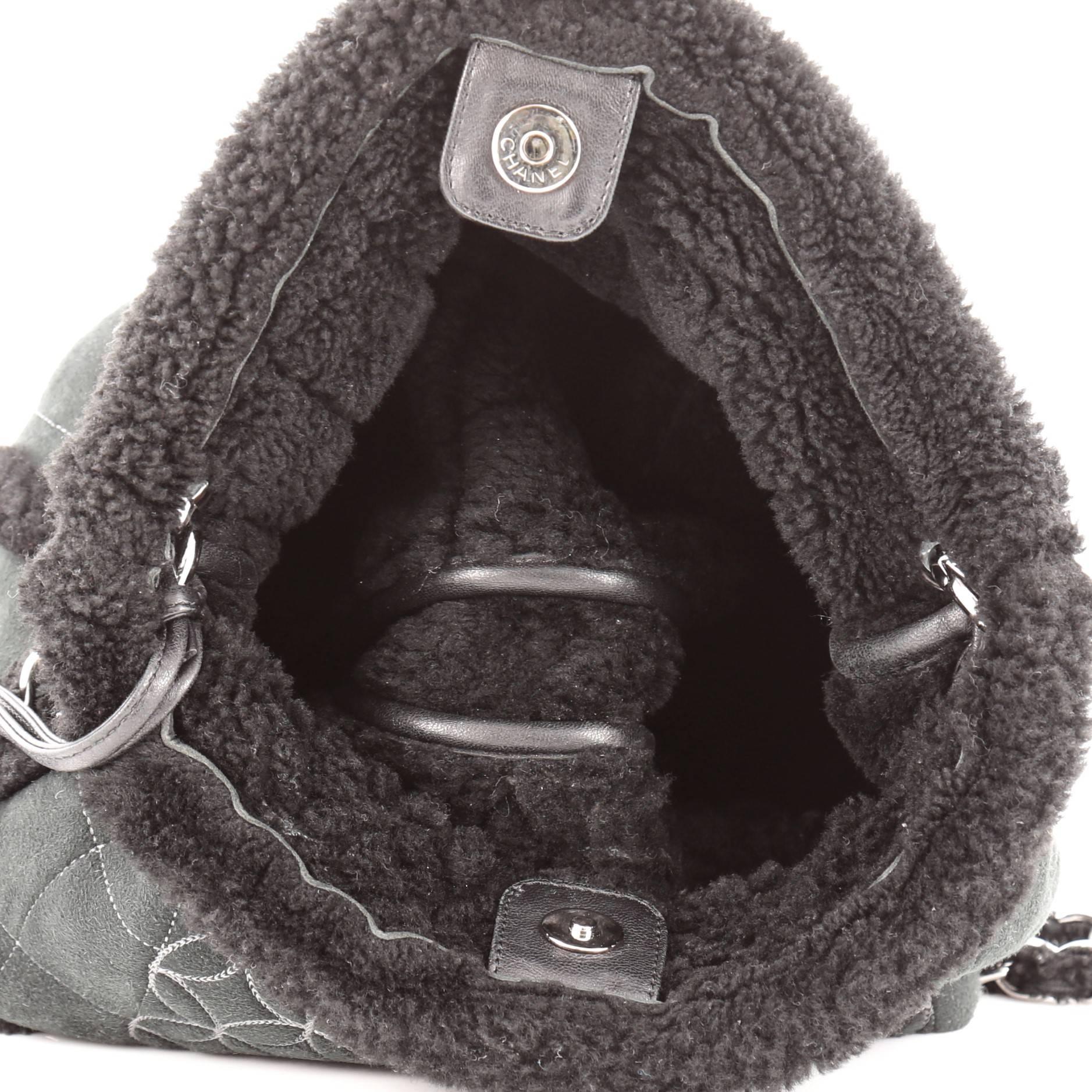 Chanel Embroidered CC Chain Tote Quilted Suede and Shearling 1