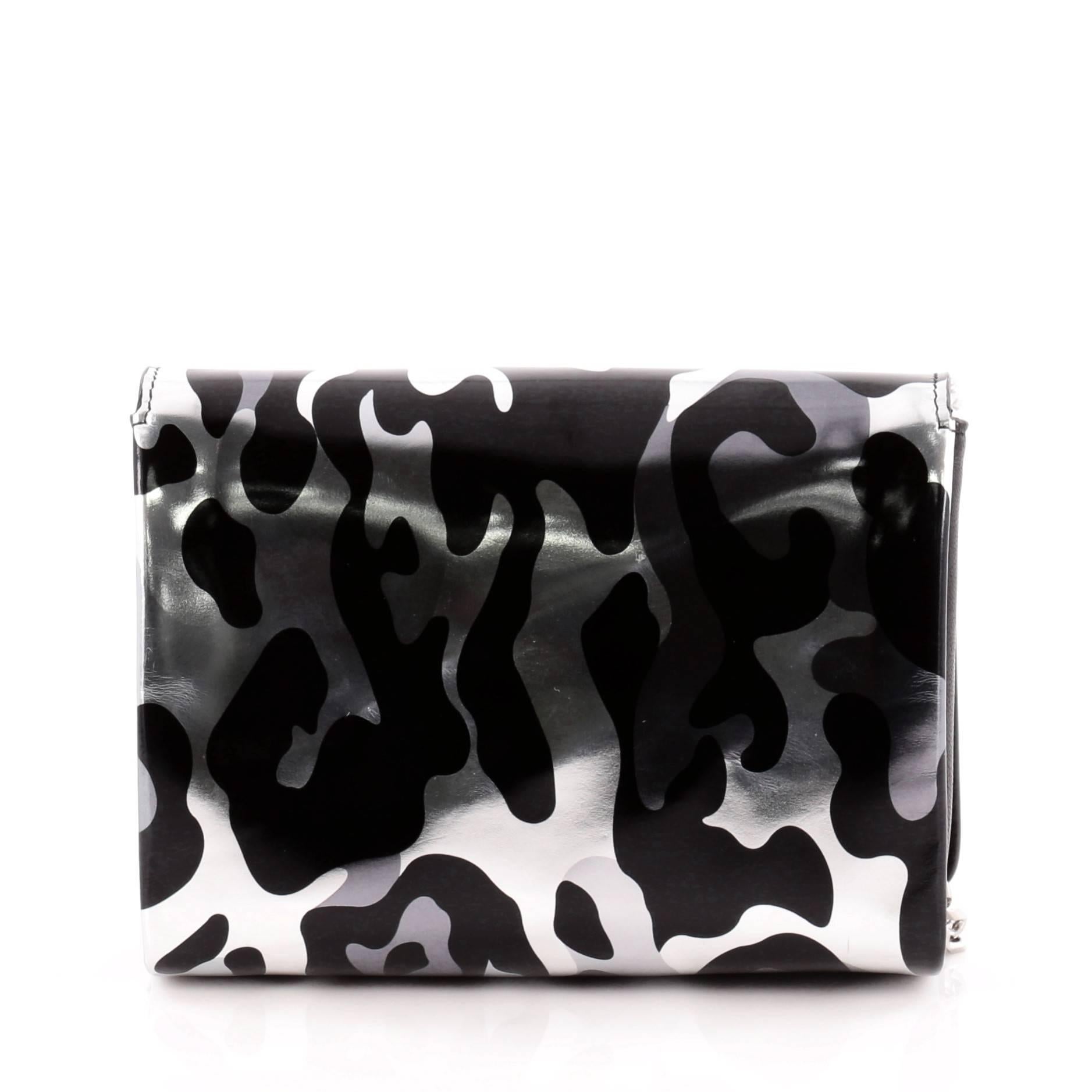 Jimmy Choo Ava Chain Clutch Printed Leather Mini In Good Condition In NY, NY