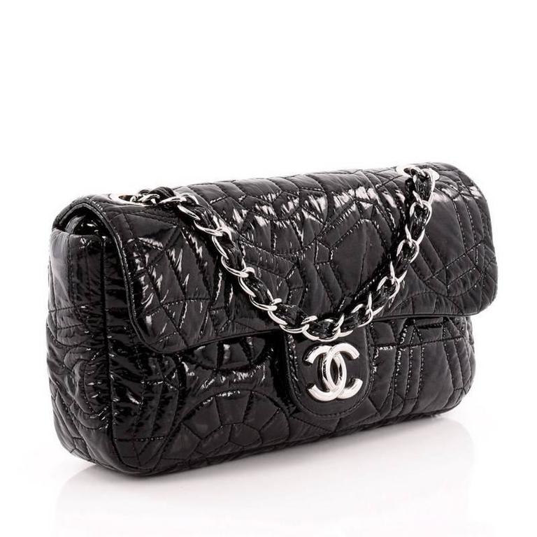 Chanel Graphic Edge Flap Bag Quilted Patent Vinyl Medium at 1stDibs