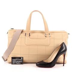 Chanel Square Stitch Duffle Bag Quilted Caviar Large