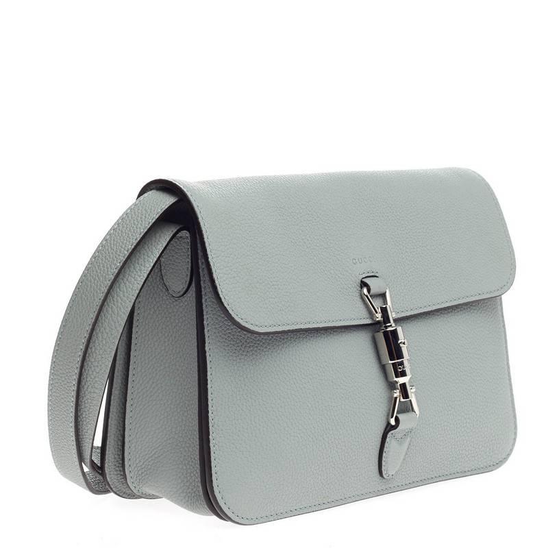 Gray Gucci Jackie Flap Shoulder Bag Soft Leather