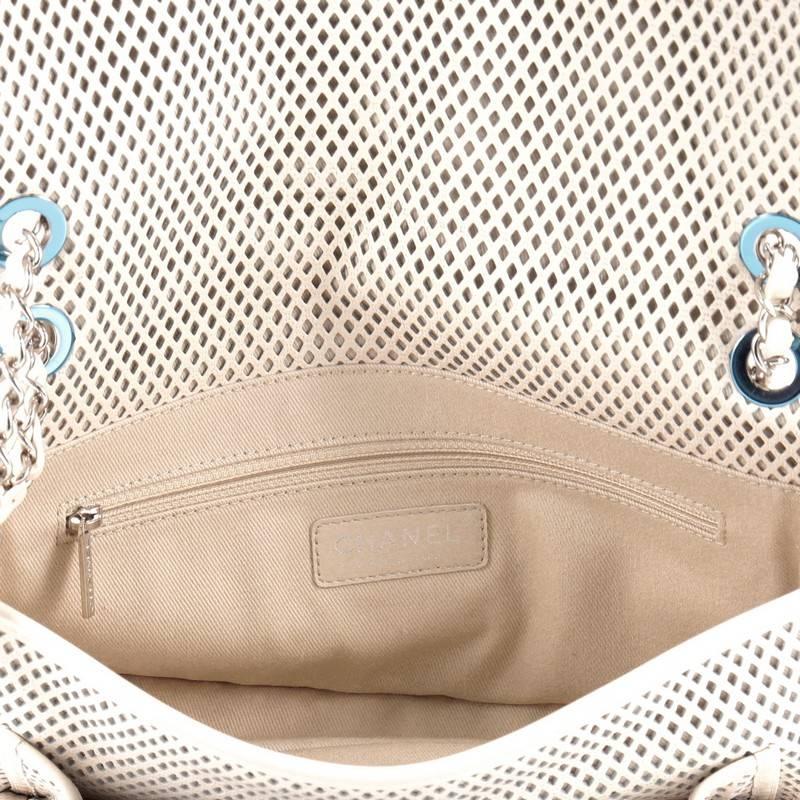 Beige Chanel Up In The Air Flap Bag Perforated Leather Medium