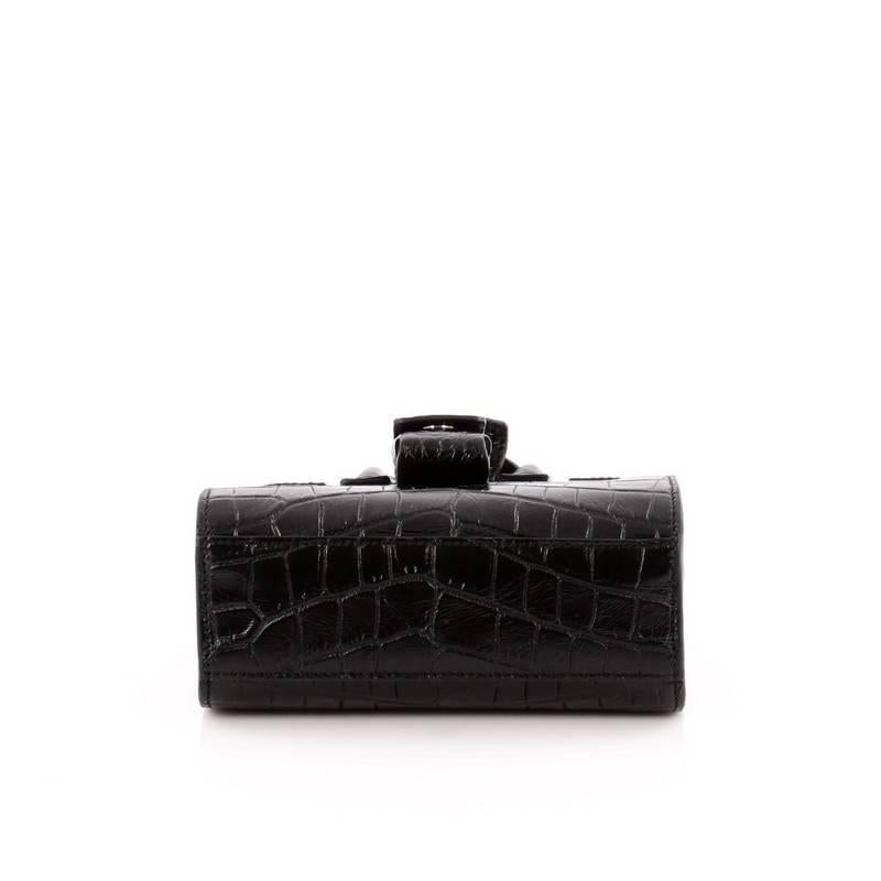 Black Saint Laurent Sac De Jour Handbag Crocodile Embossed Leather Toy