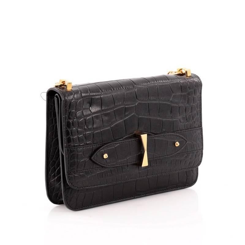 Alexander McQueen Legend Chain Shoulder Bag Crocodile Embossed Leather In Good Condition In NY, NY