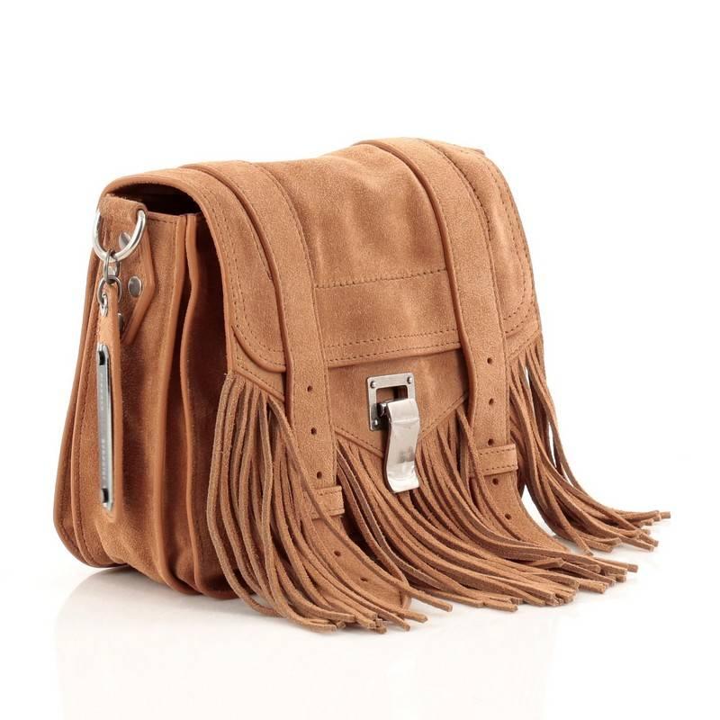 Proenza Schouler PS1 Pouch Suede Fringe Small In Good Condition In NY, NY
