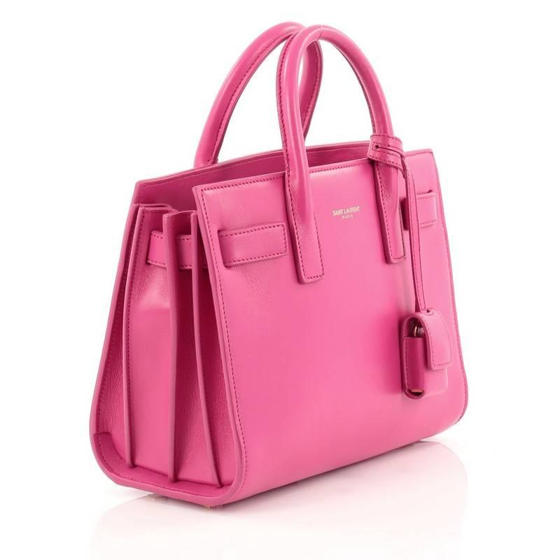 Pink Saint Laurent Sac De Jour Handbag Leather Nano