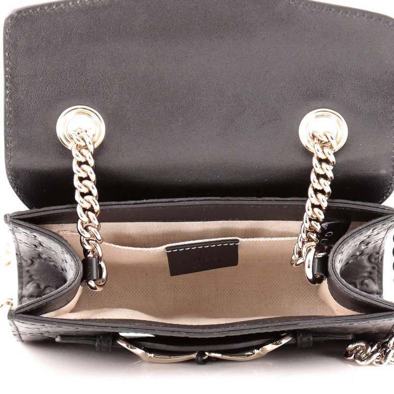 Black Gucci Emily Chain Strap Flap Bag Guccissima Leather Mini