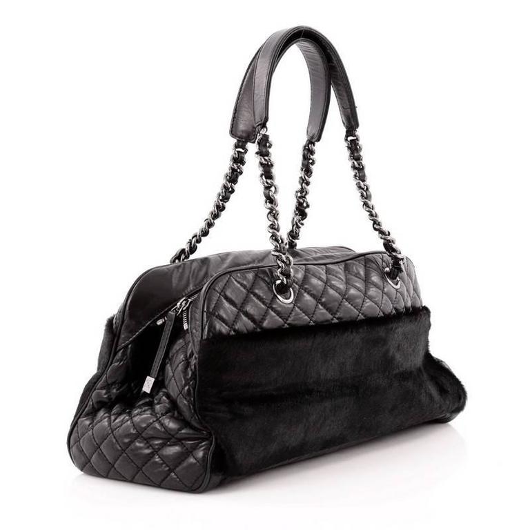 Chanel Chain Bowler Bag Quilted Calfskin and Pony Hair Large at 1stDibs
