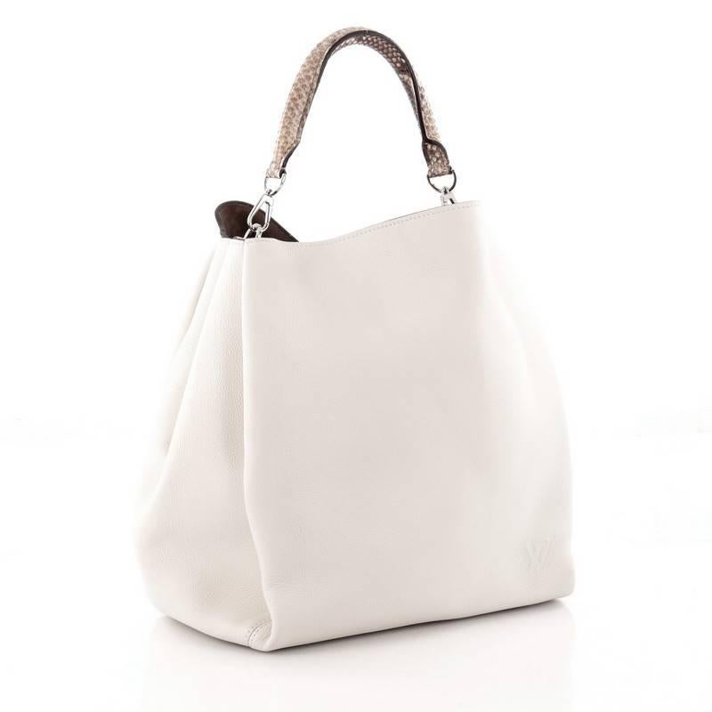 Beige Louis Vuitton Babylone Handbag Leather and Python MM