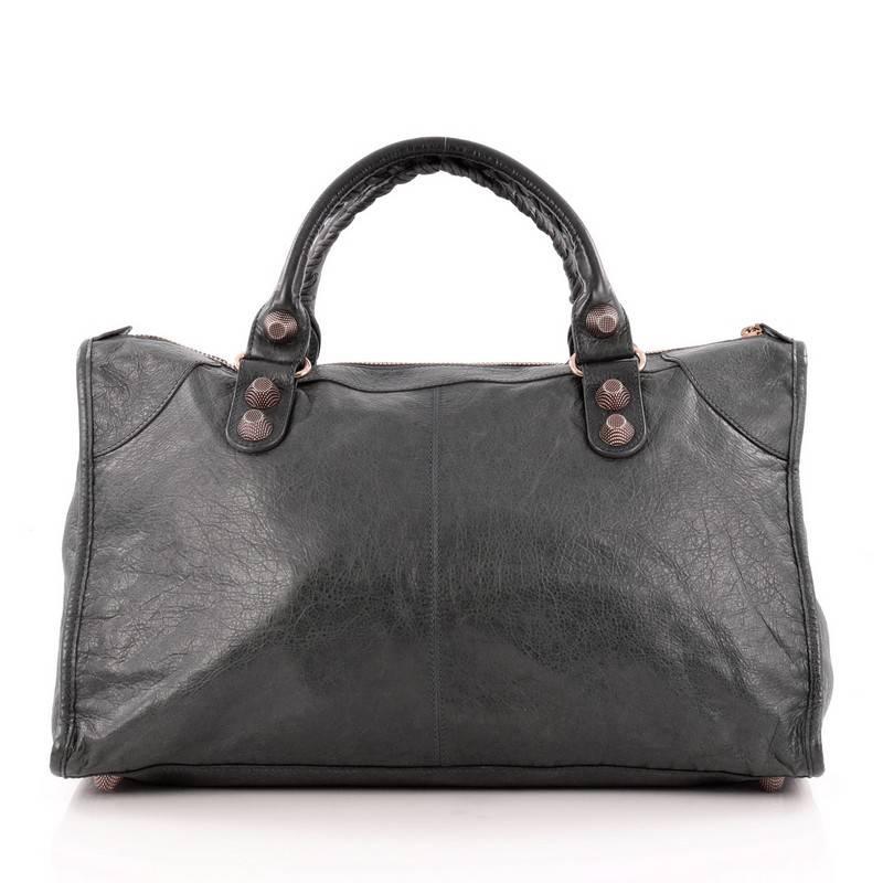 Balenciaga Work Giant Studs Handbag Leather In Good Condition In NY, NY