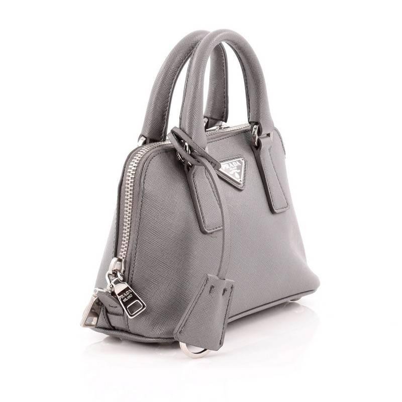 Gray Prada Promenade Handbag Saffiano Leather Mini