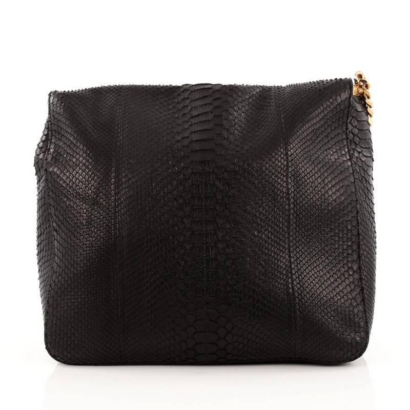 Black Celine Gourmette Shoulder Bag Python Large