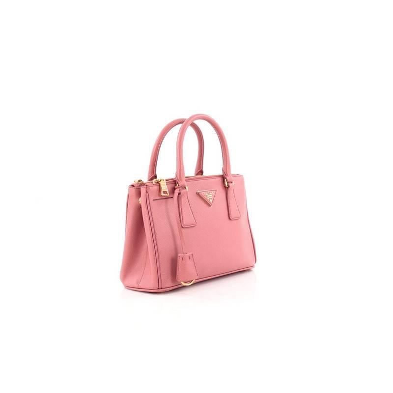 Pink Prada Double Zip Lux Tote Saffiano Leather Mini