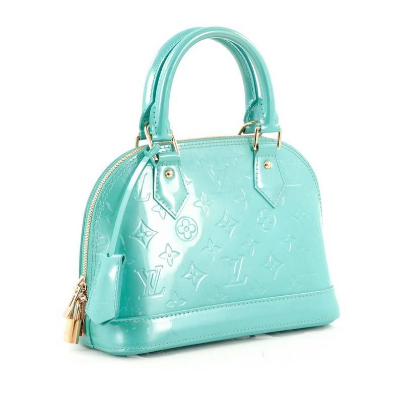 Blue Louis Vuitton Alma Handbag Monogram Vernis BB
