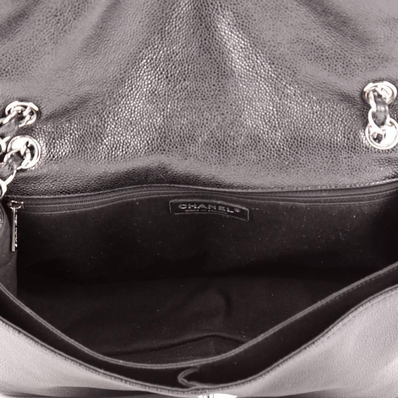 Black Chanel Natural Beauty Split Pocket Flap Bag Quilted Caviar Medium