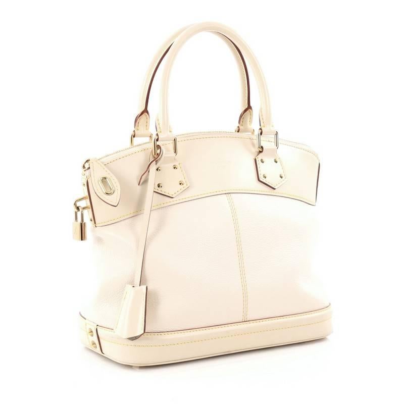 White Louis Vuitton Suhali Lockit Handbag Leather PM