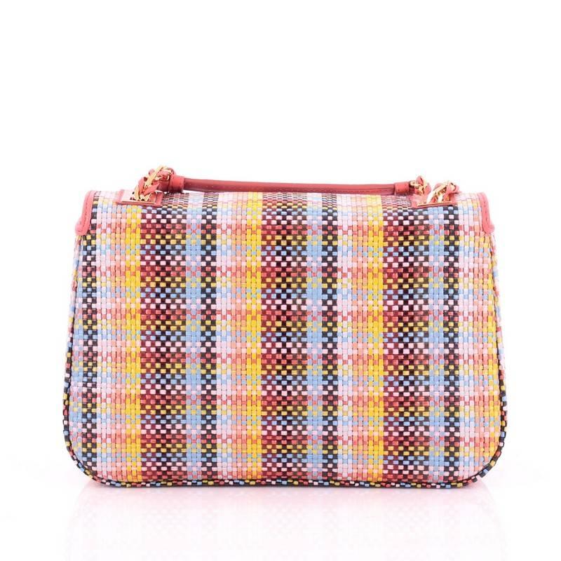Beige Fendi Be Baguette Woven Leather Medium