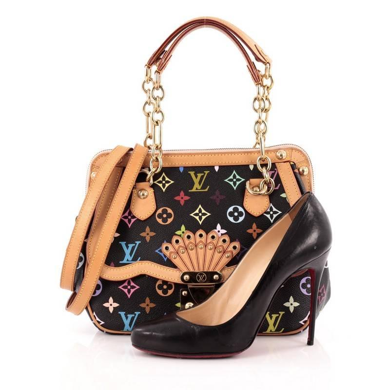 This authentic Louis Vuitton Gracie Handbag Monogram Multicolor presented in the brand's 2005 Collection is a limited edition piece made for LV lovers. Crafted from black multicolor monogram coated canvas, this timeless piece features chain-link