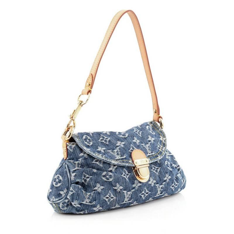 Louis Vuitton Pleaty Handbag Denim Mini In Good Condition In NY, NY