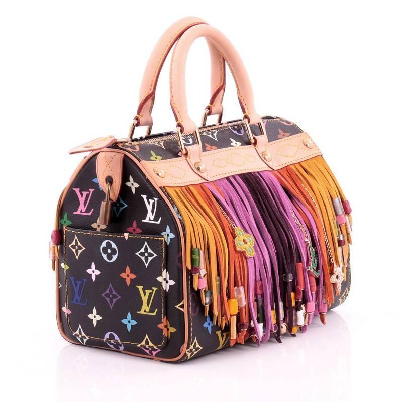 Louis Vuitton Speedy Handbag Limited Edition Multicolor Fringe 25 For Sale at 1stdibs