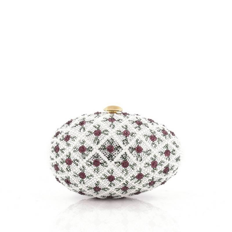 Gray Judith Leiber Egg Minaudiere Crystal and Pearl Small