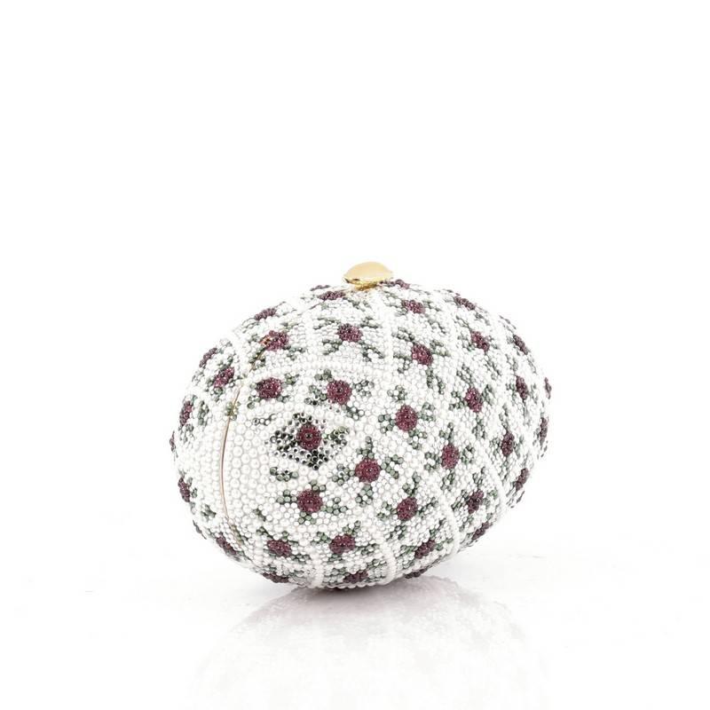Judith Leiber Egg Minaudiere Crystal and Pearl Small In Good Condition In NY, NY
