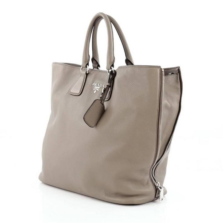 Prada Side Zip Convertible Shopper Tote Vitello Daino Large At 1stdibs Prada Side Zip Tote Prada Daino Shopper With Side Zips
