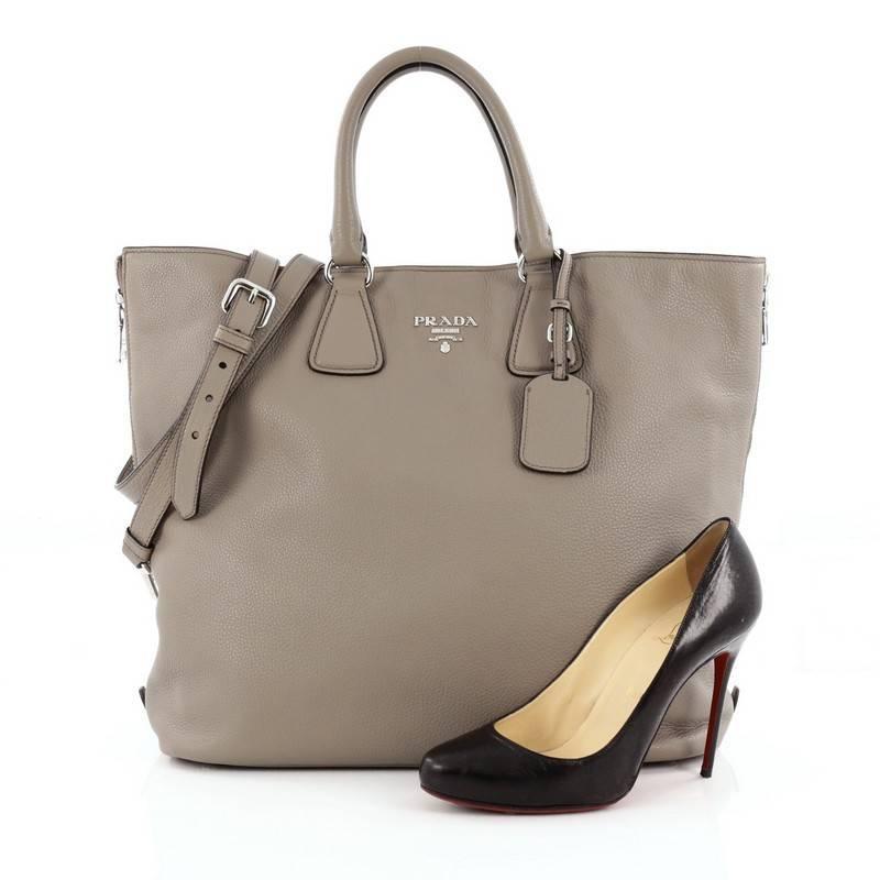 Prada daino side zip leather shopper