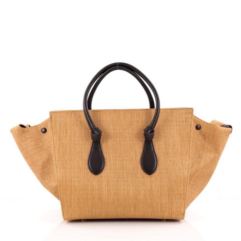 Celine Tie Tote Raffia and Leather Small In Good Condition In NY, NY