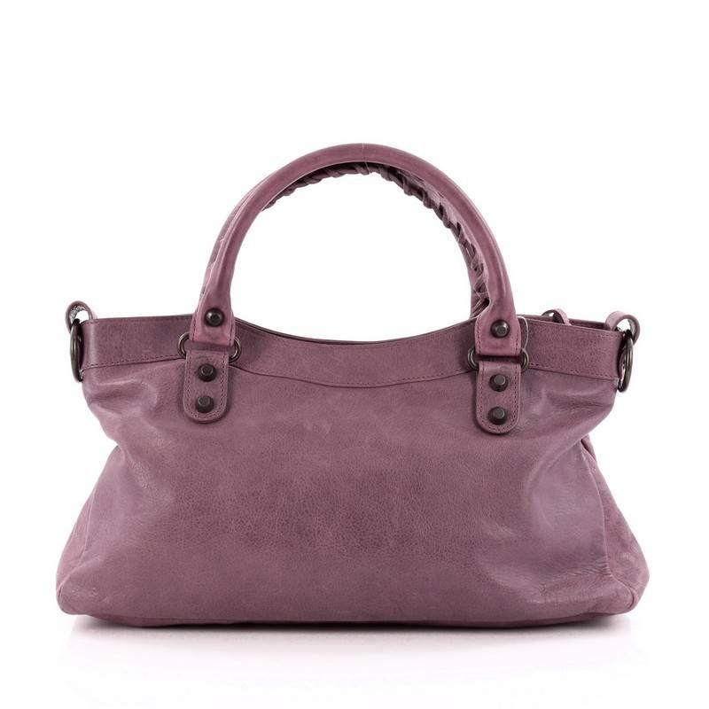 Gray Balenciaga First Classic Studs Handbag Leather